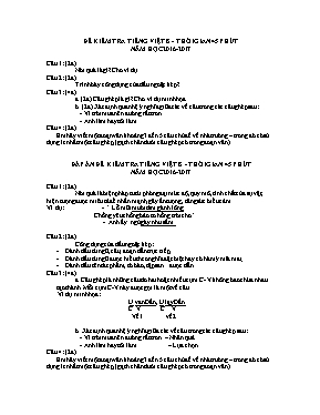 Đề kiểm tra Tiếng việt lớp 8 - Năm học 2016-2017
